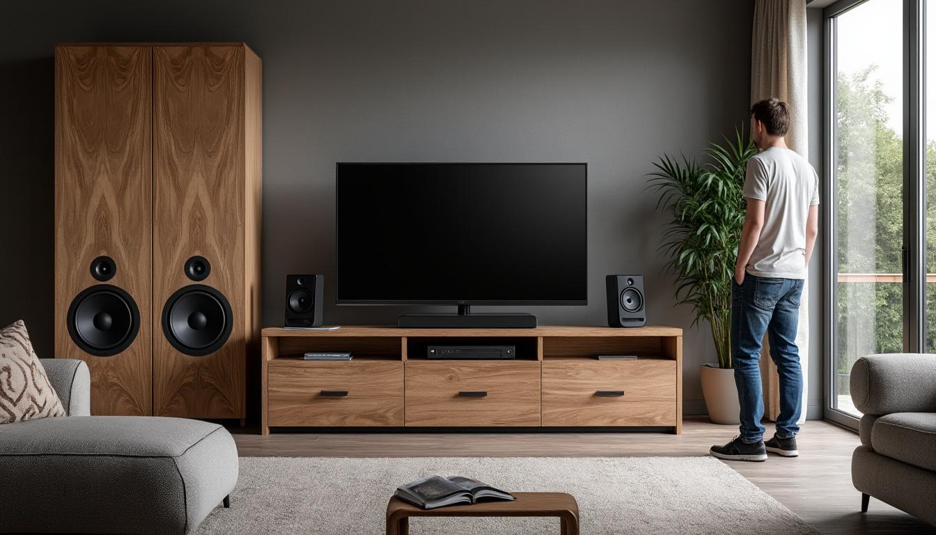 découvrez le meuble tv avec enceinte intégrée chez leclerc, une fusion parfaite entre élégance et qualité sonore. transformez votre espace de vie avec un mobilier design qui offre une expérience sonore immersive, tout en apportant une touche moderne à votre intérieur.