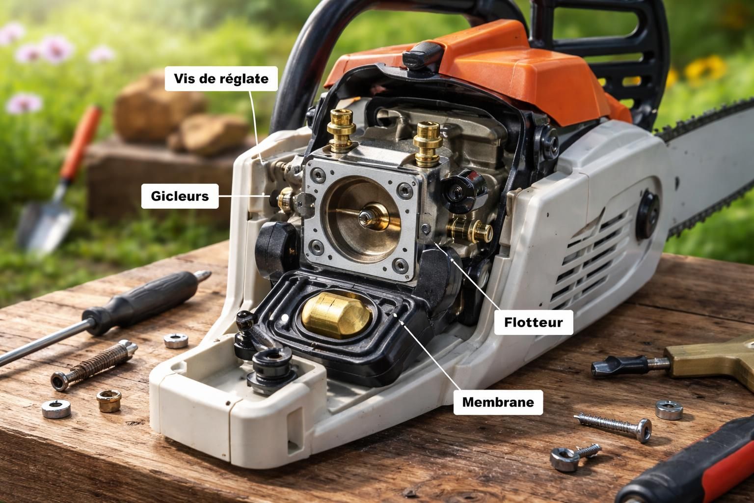 découvrez les secrets du réglage du carburateur de votre tronçonneuse avec notre guide détaillé, essentiel pour chaque jardinier souhaitant optimiser la performance de son outil.