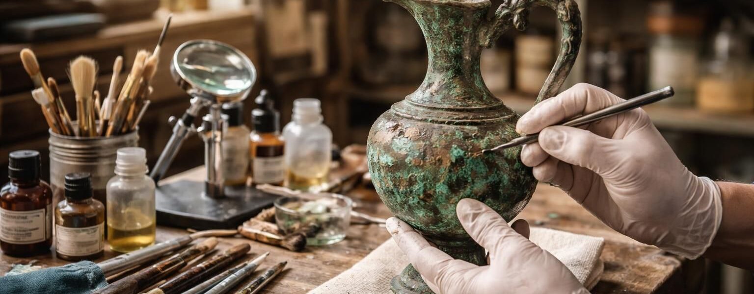 découvrez les enjeux de l'oxydation du vert de gris et les techniques employées par les restaurateurs d'antiquités pour préserver et restaurer les objets précieux.