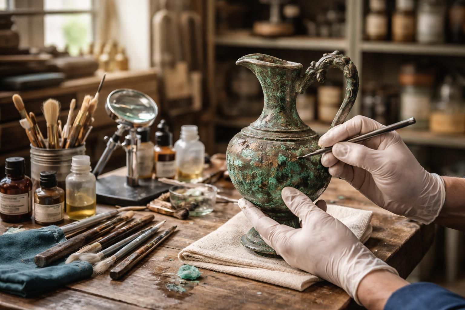 découvrez les enjeux de l'oxydation du vert de gris et les techniques employées par les restaurateurs d'antiquités pour préserver et restaurer les objets précieux.