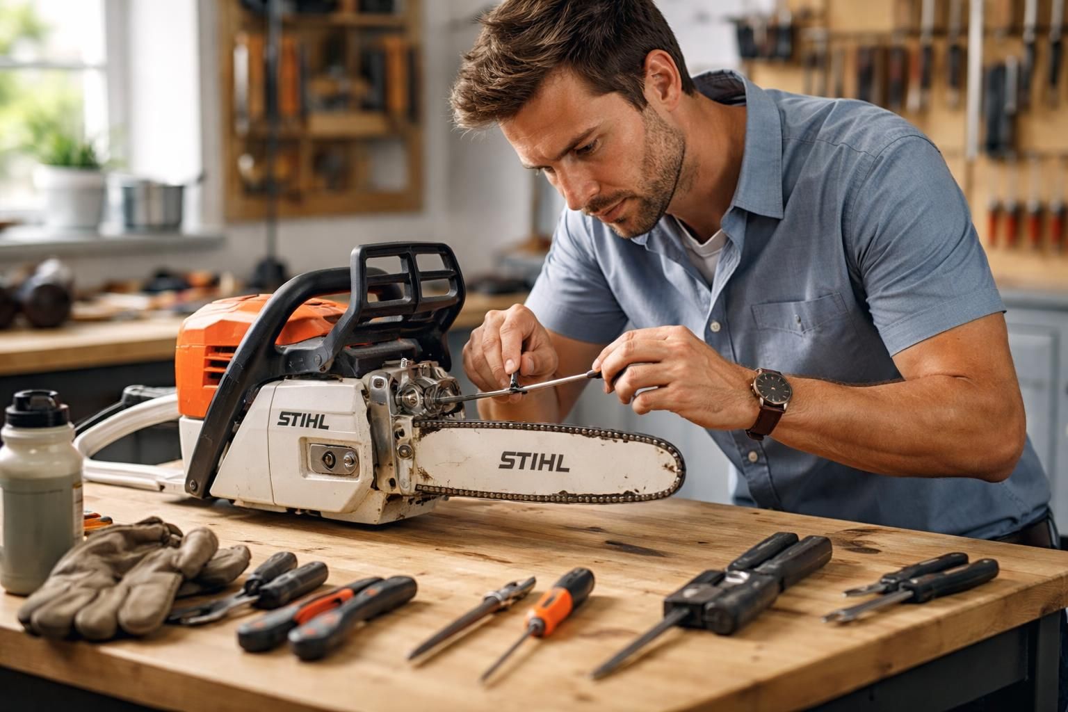 apprenez à régler facilement le carburateur de votre tronçonneuse stihl, notamment les vis h et l, grâce à ce guide complet destiné aux bricoleurs.