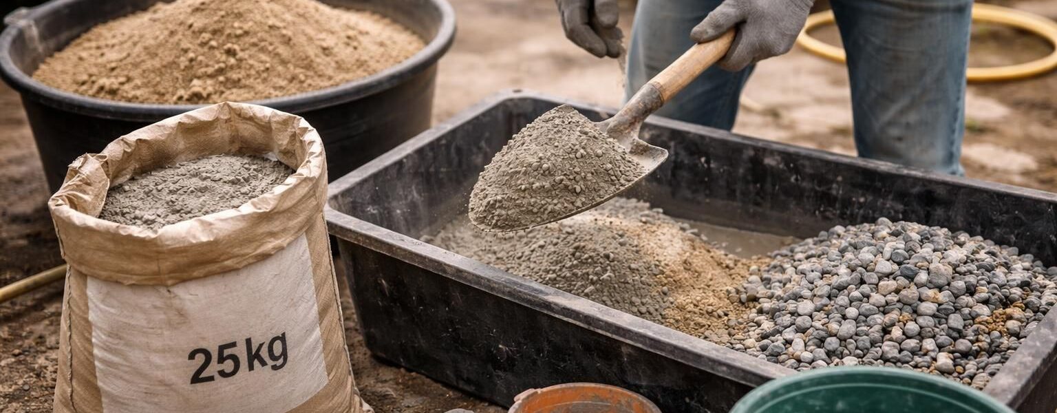apprenez à doser parfaitement le béton à la pelle avec un sac de 25 kg pour réussir tous vos travaux de bricolage facilement et efficacement.