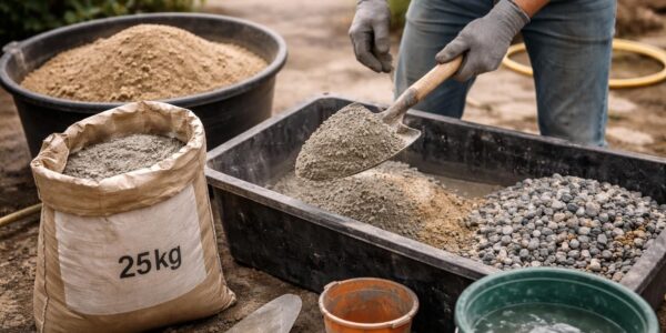 apprenez à doser parfaitement le béton à la pelle avec un sac de 25 kg pour réussir tous vos travaux de bricolage facilement et efficacement.